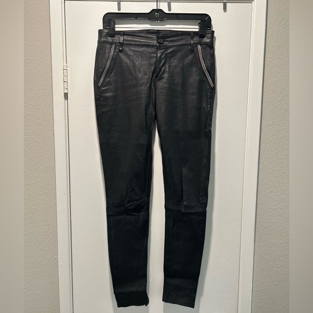 Genuine stretch leather pants